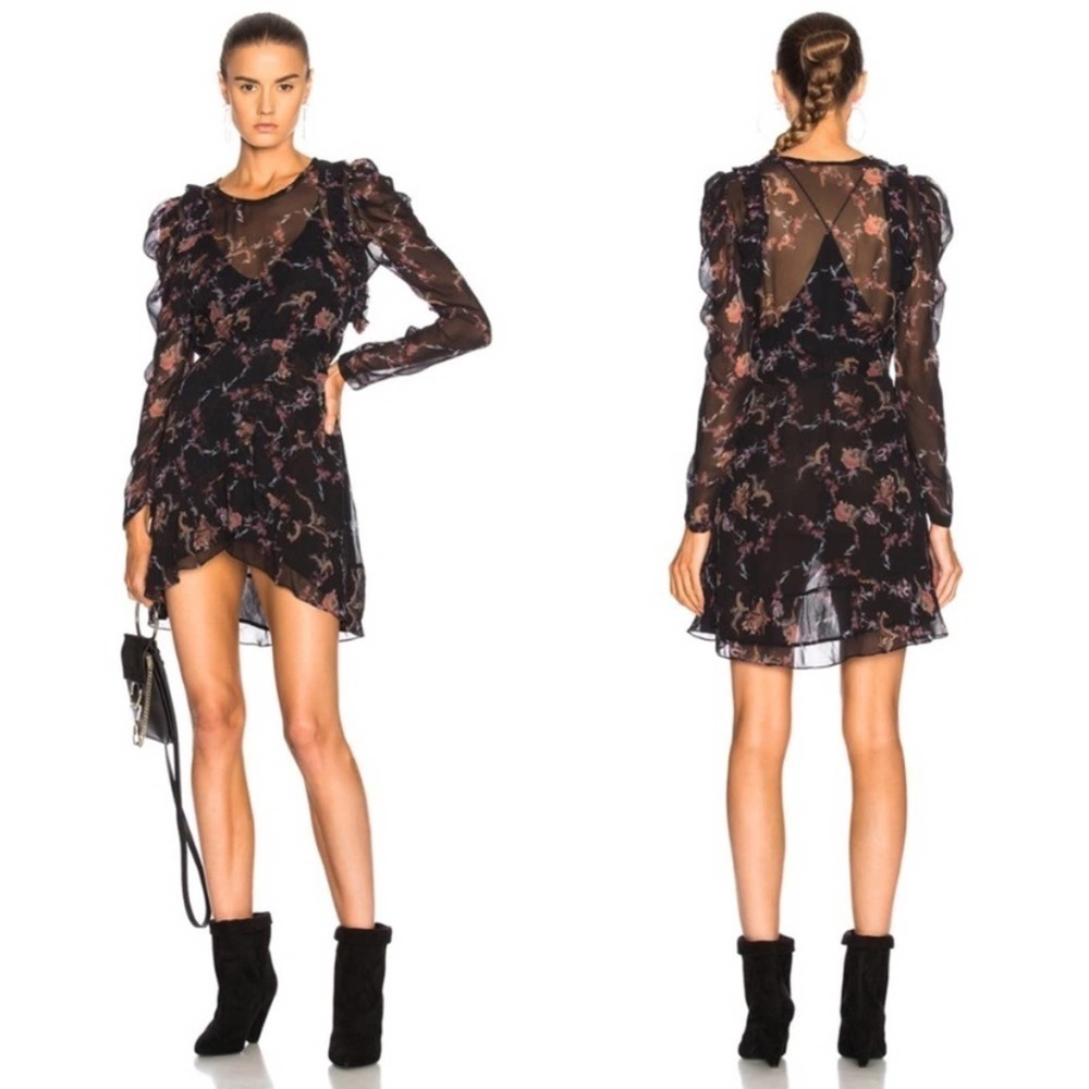 IRO Loxie Floral Print Chiffon Dress 36 XS